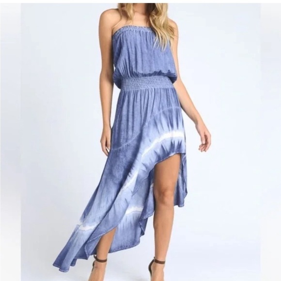 Storia Tie Dye Strapless Midi Dress - Picture 1 of 7